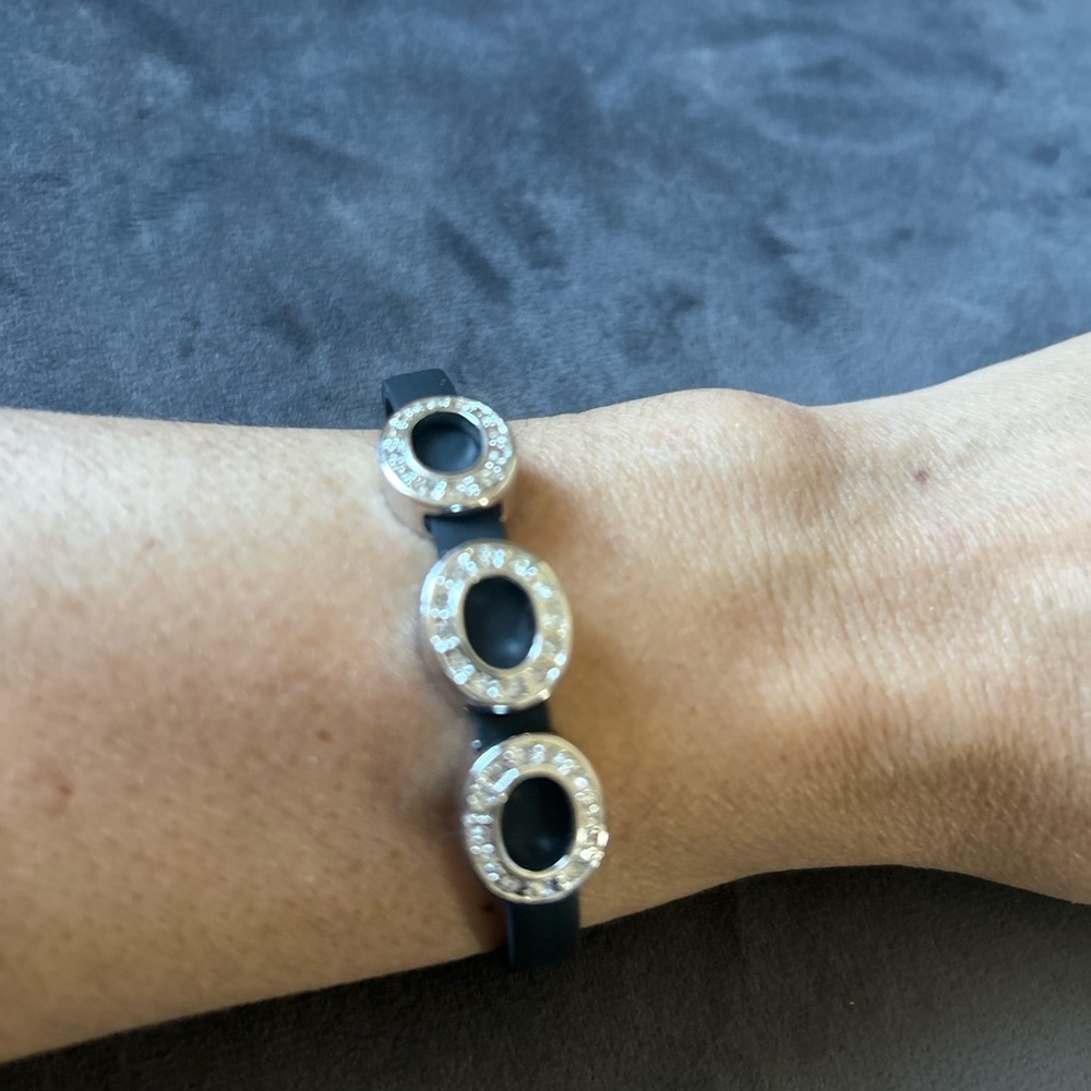 Touchstone Crystal Silver and Black Bracelet